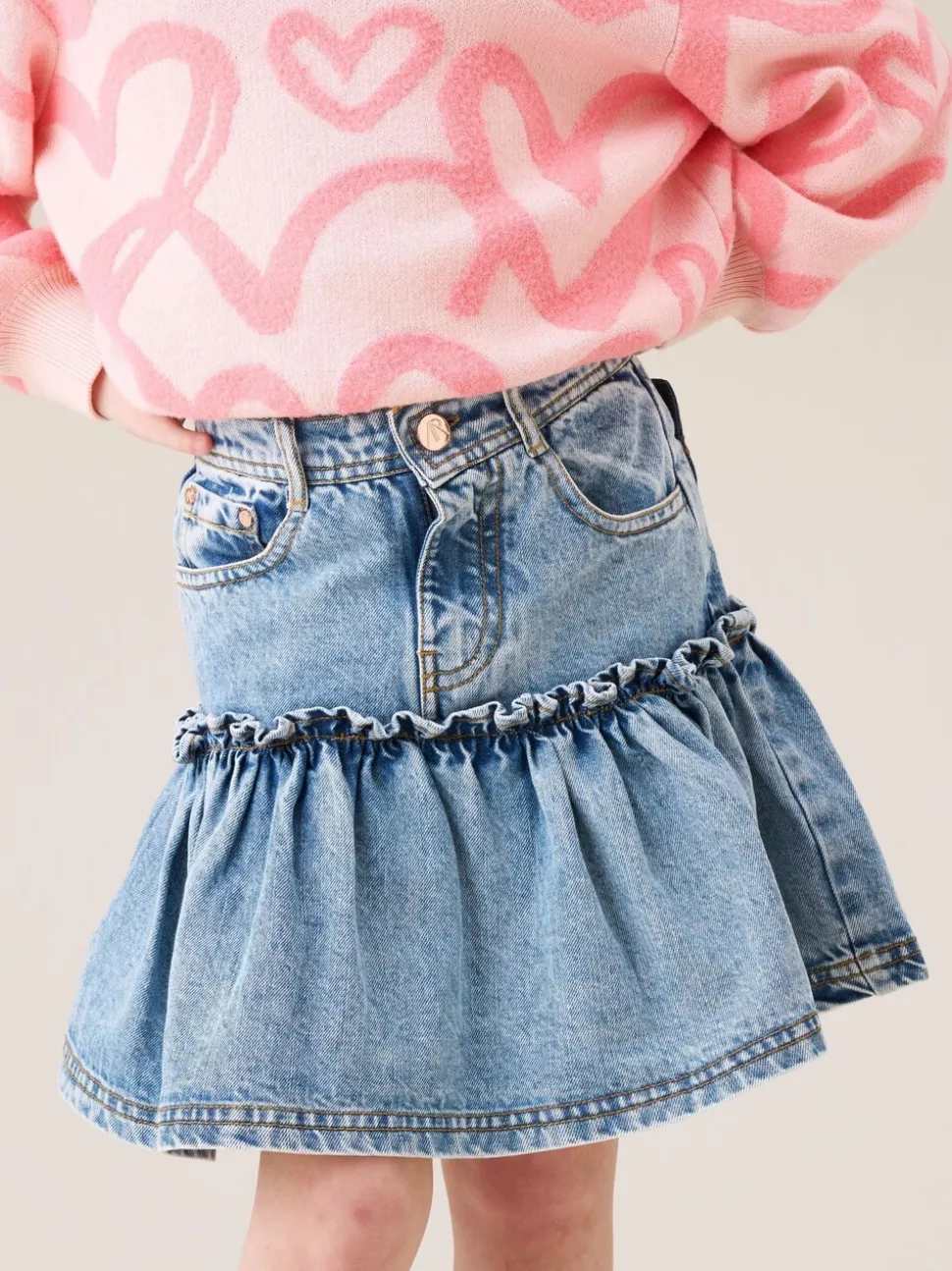 Angel & Rocket Noemie Heart Pocket Denim Skirt