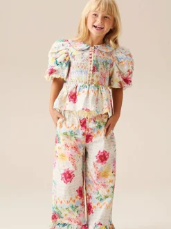 Angel & Rocket Orla Multi Peter Pan Collar Shirred Blouse