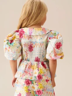 Angel & Rocket Orla Multi Peter Pan Collar Shirred Blouse