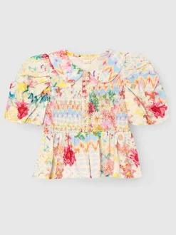 Angel & Rocket Orla Multi Peter Pan Collar Shirred Blouse