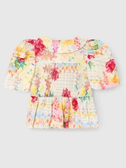 Angel & Rocket Orla Multi Peter Pan Collar Shirred Blouse