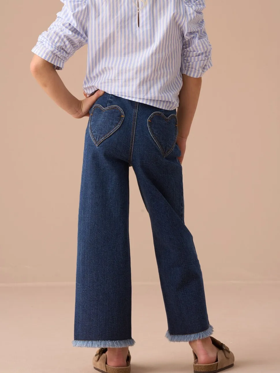 Angel & Rocket Paloma blauwe Cropped Jeans met hartzak