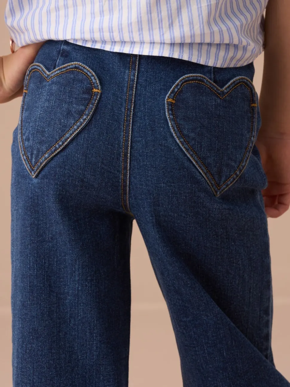 Angel & Rocket Paloma blauwe Cropped Jeans met hartzak