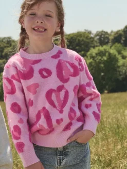 Angel & Rocket Reya Leopard Print Heart Eyelash Jumper