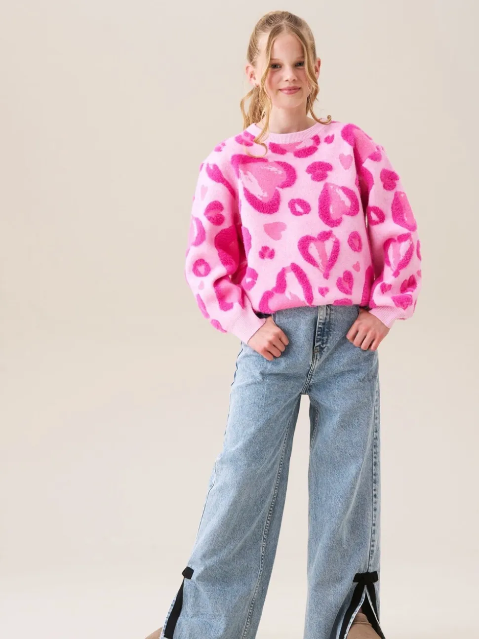 Angel & Rocket Reya Leopard Print Heart Eyelash Jumper