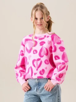 Angel & Rocket Reya Leopard Print Heart Eyelash Jumper