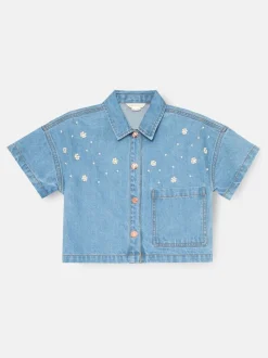 Angel & Rocket Zeta Boxy Embellished Denim Shirt