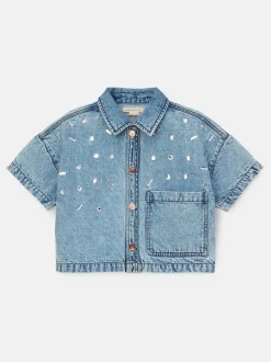 Angel & Rocket Zeta Diamonte 100% katoenen denim overhemd met korte mouwen
