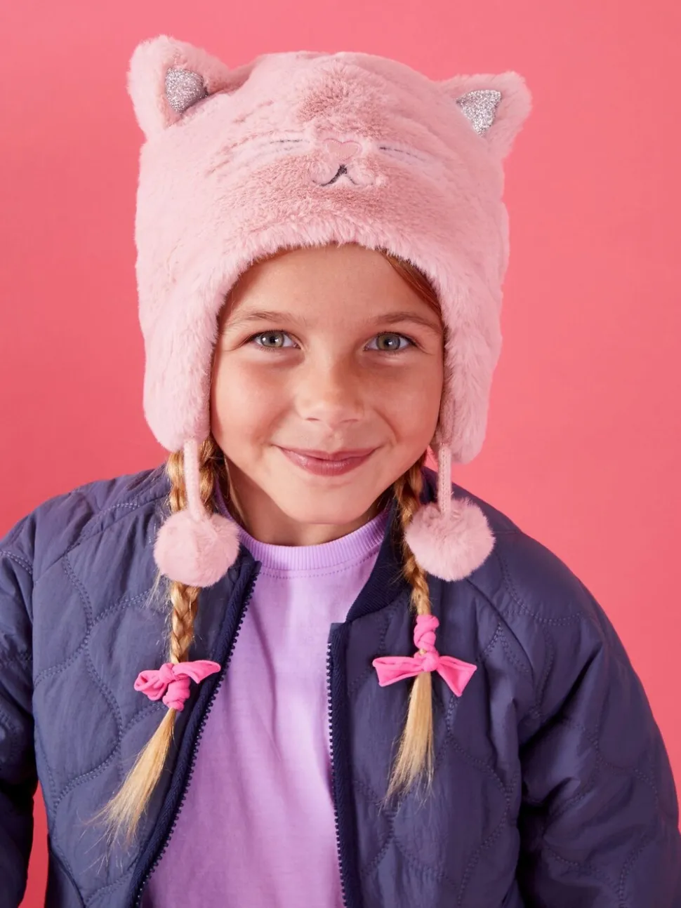 Angels By Accessorize - Chullo muts voor meisjes - Pluizige winterse kattenmuts van imitatiebont