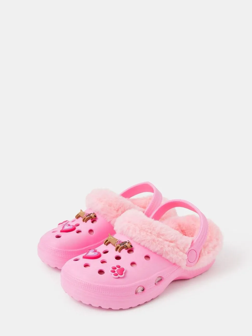 Angels By Accessorize Girls Dog Charm Faux Fur Lined Clogs
