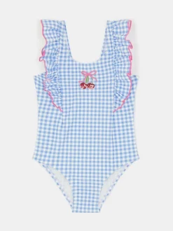 Angels By Accessorize Girls Embellished Cherry Gingham Swimsuit