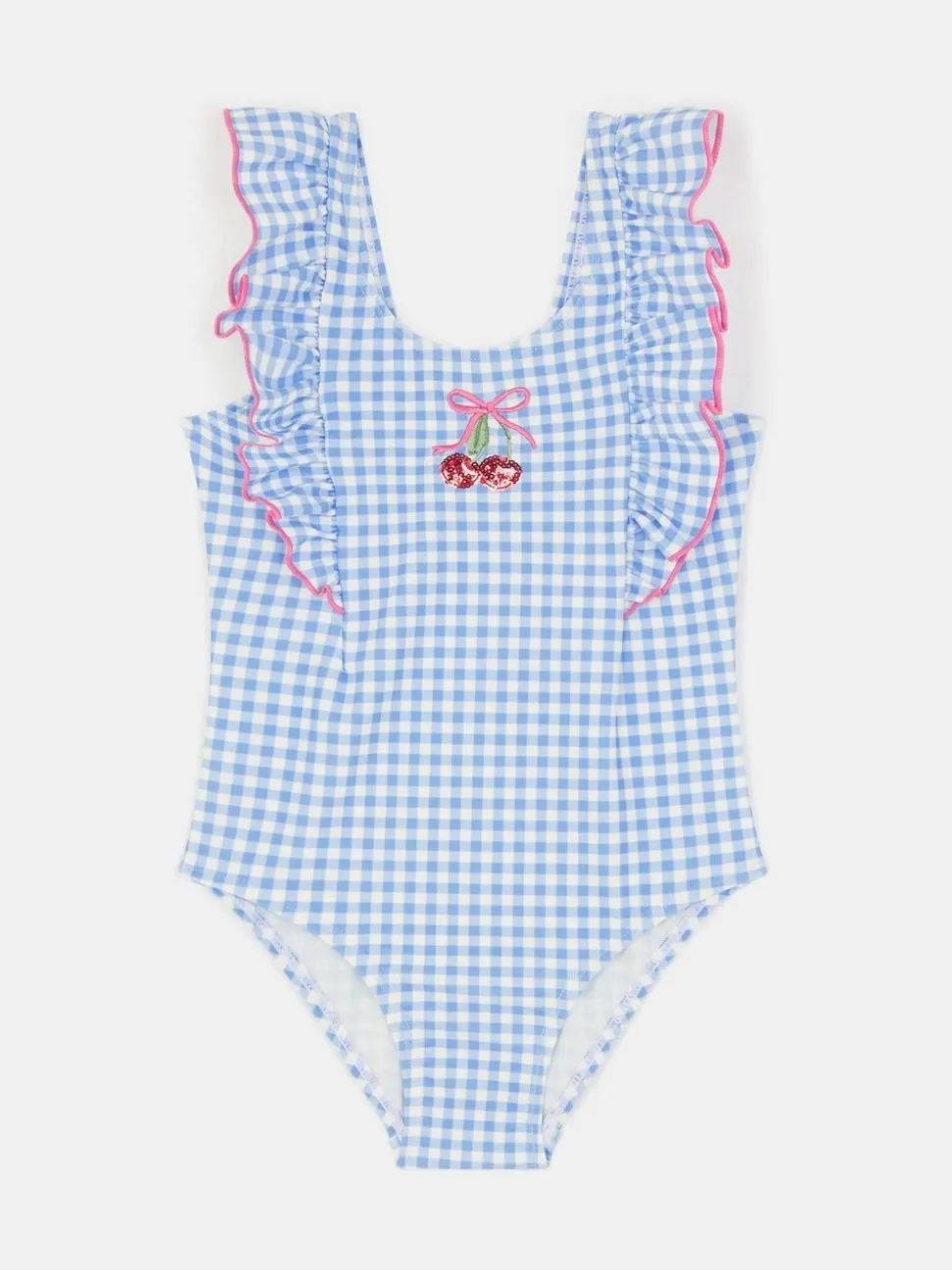 Angels By Accessorize Girls Embellished Cherry Gingham Swimsuit