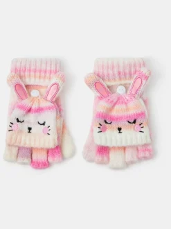 Angels By Accessorize Meisjes Bunny Strepen Vingerloze Handschoenen met Wanten