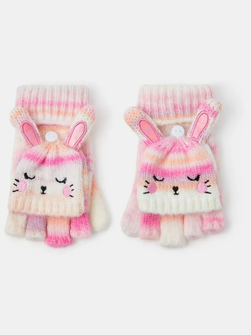 Angels By Accessorize Meisjes Bunny Strepen Vingerloze Handschoenen met Wanten