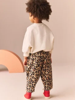 Animal luipaardprint - Broek met structuur en wijde kortere pijpen (3mnd -7jr)