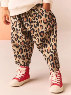 Animal luipaardprint - Broek met structuur en wijde kortere pijpen (3mnd -7jr)