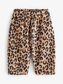 Animal luipaardprint - Broek met structuur en wijde kortere pijpen (3mnd -7jr)