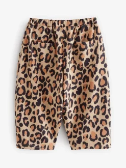 Animal luipaardprint - Broek met structuur en wijde kortere pijpen (3mnd -7jr)