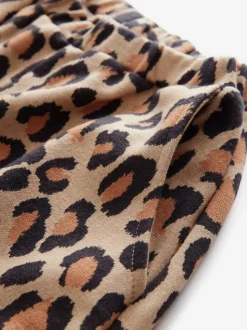 Animal luipaardprint - Broek met structuur en wijde kortere pijpen (3mnd -7jr)