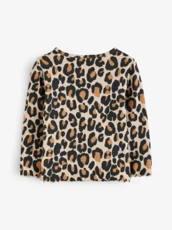 Animal luipaardprint - Geribbeld T-shirt met lange mouwen en katoengehalte (3 mnd-7 jr)