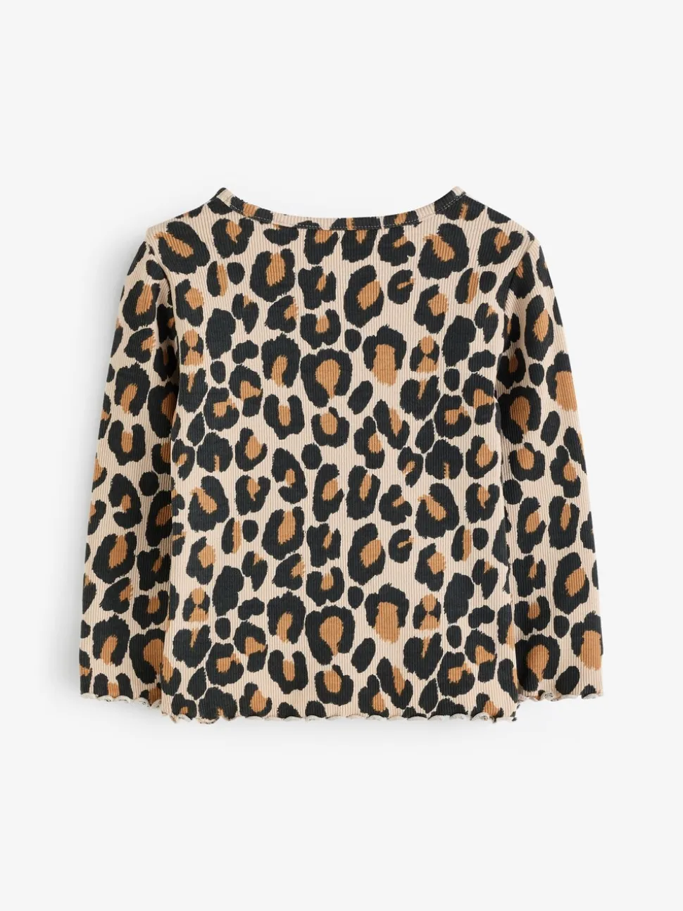Animal luipaardprint - Geribbeld T-shirt met lange mouwen en katoengehalte (3 mnd-7 jr)
