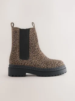 Animal luipaardprint - Leren Chunky Chelsea Boots