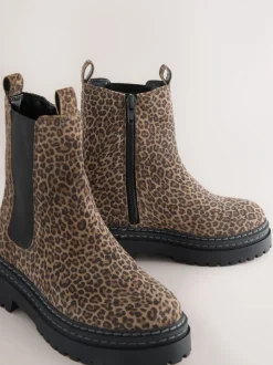 Animal luipaardprint - Leren Chunky Chelsea Boots
