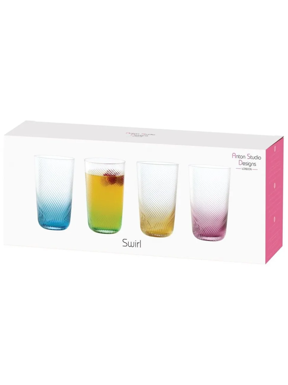 Anton Studio Designs Set of 4 Swirl Hiball Tumblers