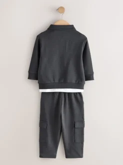 Antraciet - 3 -delige set van T-shirt en joggingbroeken (3mnd-7jr)