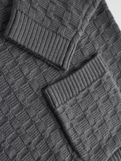 Antraciet - Babyset met gebreide trui en legging van 100% katoen met textuur (0mnd -3jr)
