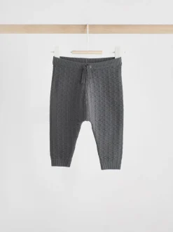 Antraciet - Babyset met gebreide trui en legging van 100% katoen met textuur (0mnd -3jr)