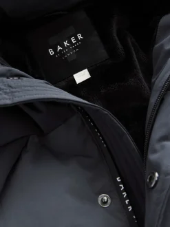 Antraciet - Baker By Ted Baker regenbestendige gewateerde lange jas