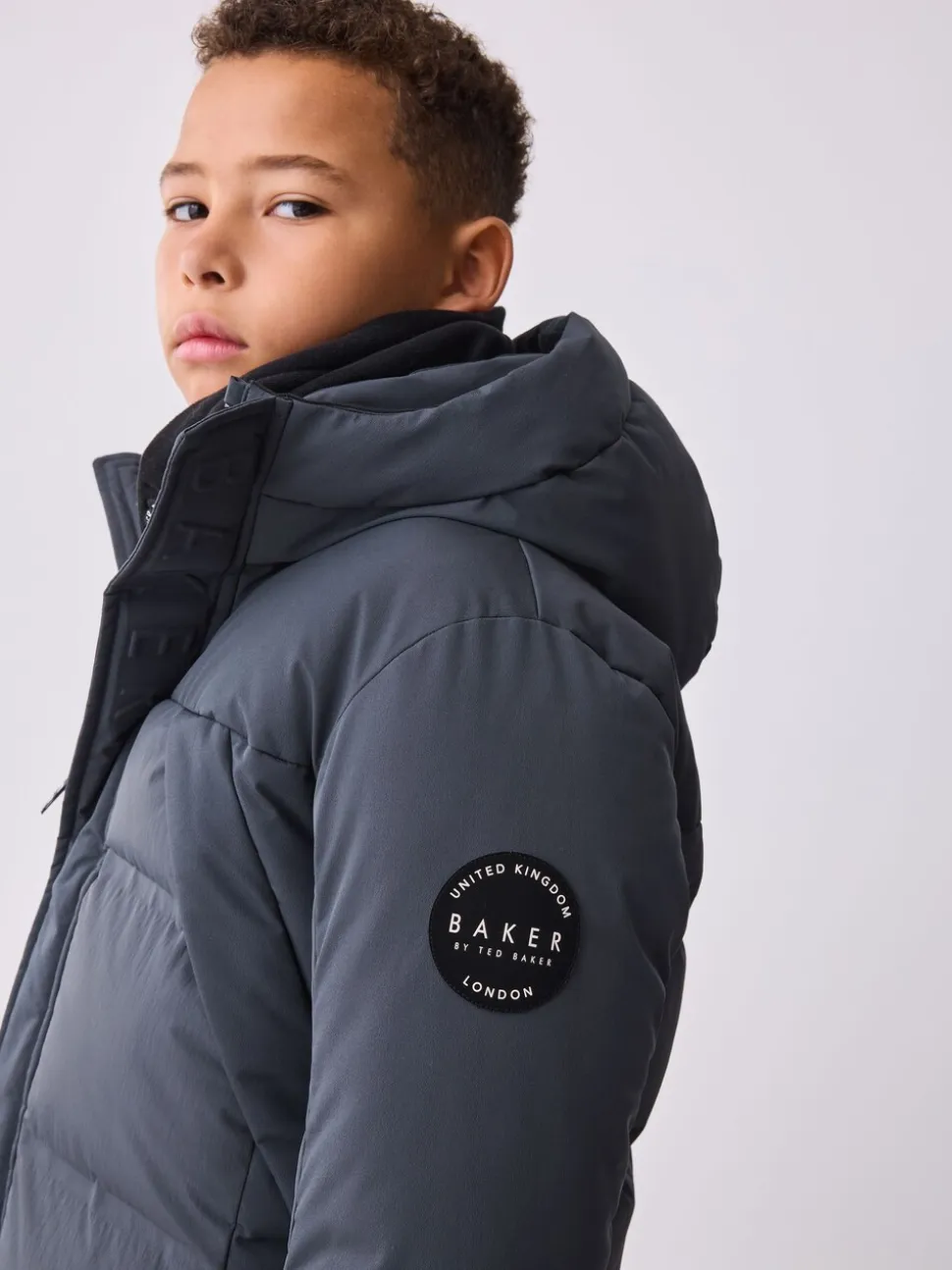 Antraciet - Baker By Ted Baker regenbestendige gewateerde lange jas