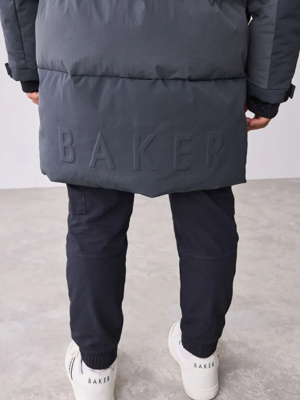 Antraciet - Baker By Ted Baker regenbestendige gewateerde lange jas