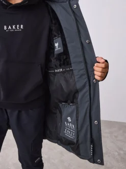 Antraciet - Baker By Ted Baker regenbestendige gewateerde lange jas