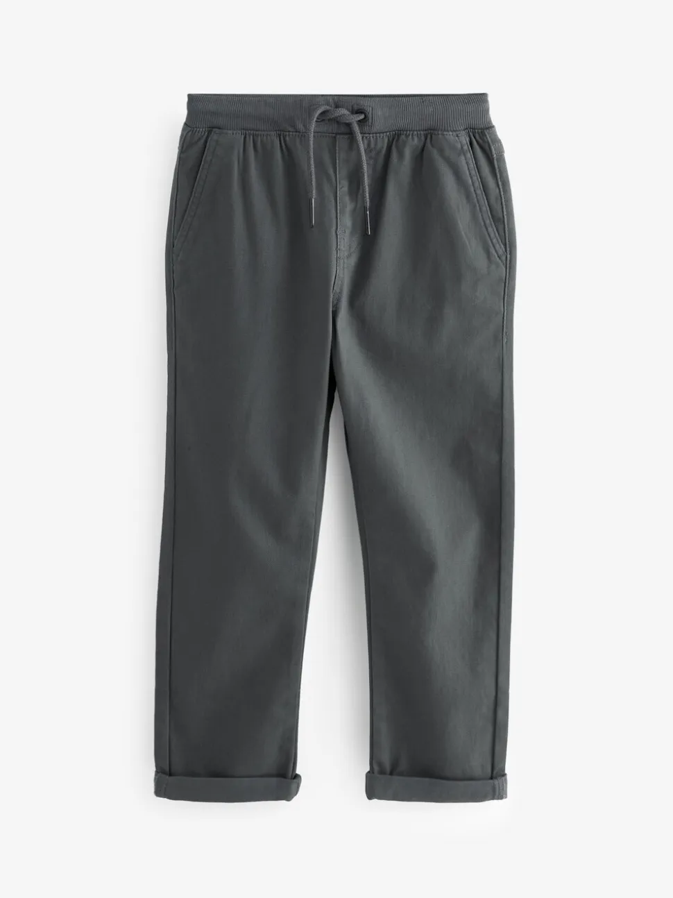 Antraciet - Broek met geribde elastische taille (3-16 jr)