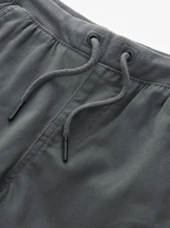 Antraciet - Broek met geribde elastische taille (3-16 jr)