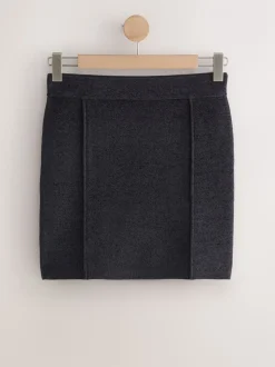 Antraciet - Chenille Seam Detail Mini Skirt Co-Ord