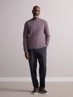 Antraciet - Elasticated Waist Wool Rich Textured Formal Trousers