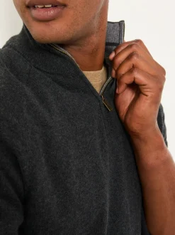 Antraciet - FatFace Half Zip Neck Knitted Jumper