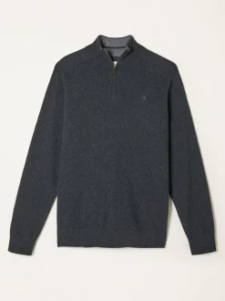 Antraciet - FatFace Half Zip Neck Knitted Jumper