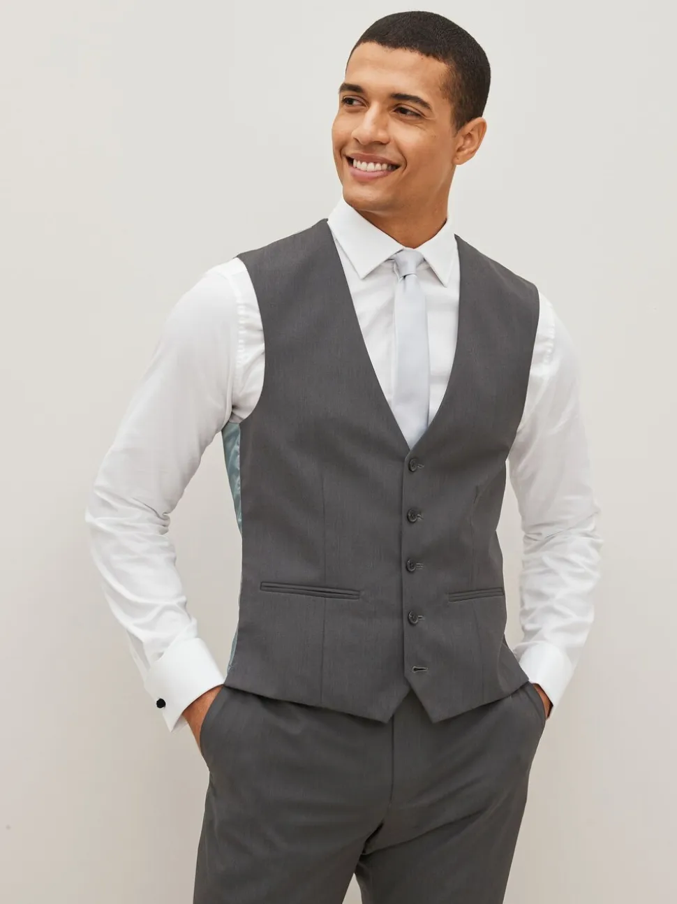 Antraciet - Gilet met regular fit