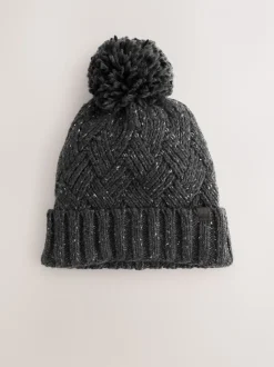 Antraciet - Muts met pompon
