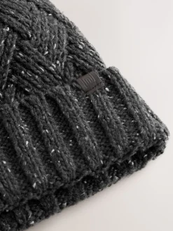 Antraciet - Muts met pompon