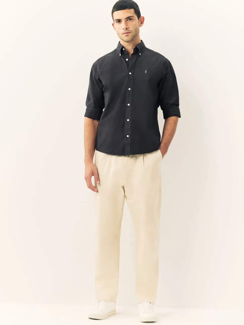 Antraciet - Normale Pasvorm - Oxford-hemd met lange mouwen