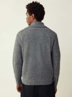 Antraciet - Quarter Zip Neck Jumper with Wool