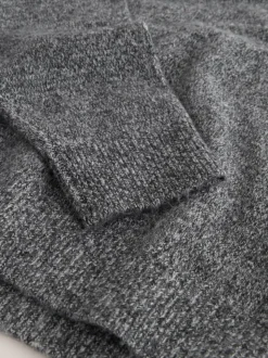 Antraciet - Quarter Zip Neck Jumper with Wool
