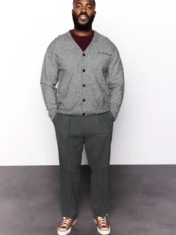Antraciet - Regular Fit Smart Brushed Cotton Textured Trousers