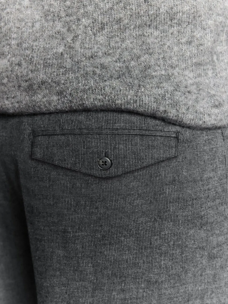 Antraciet - Regular Fit Smart Brushed Cotton Textured Trousers