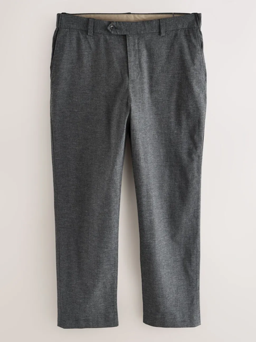 Antraciet - Regular Fit Smart Brushed Cotton Textured Trousers
